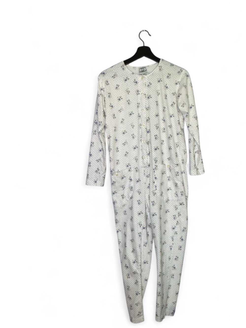 Vintage Laura Ashley 1990s purple floral cotton knit sleep suit, cottagecore